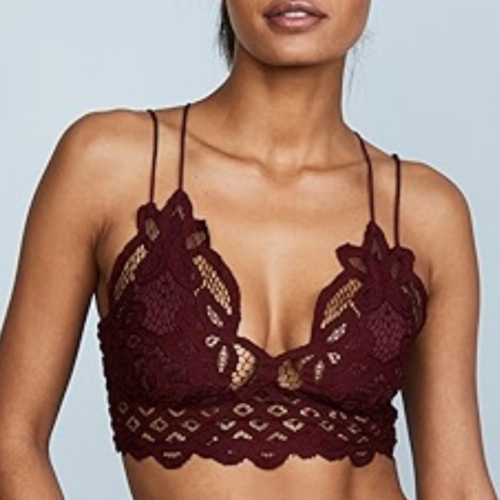Free People Burgundy Lace Crop Top